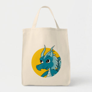 Blue dragon cartoon tote bag