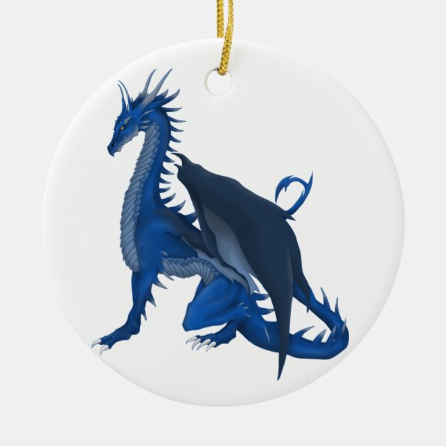 Blue Dragon Ceramic Tree Decoration (Front)