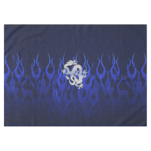 Blue Dragon Chrome like Carbon Fibre flames Tablecloth