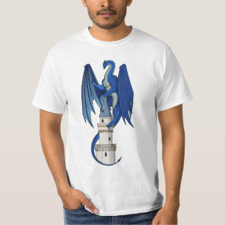 Blue Dragon Design on a White T-Shirt