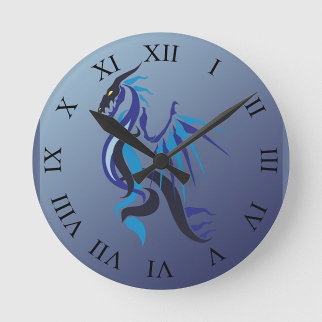 Blue Dragon Fire Round Clock (Front)