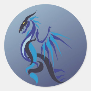 Blue Dragon Flame Classic Round Sticker