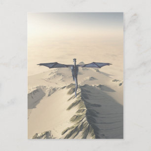 Blue Dragon Flying over Winter Mountains Postcard