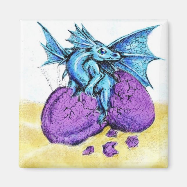 Blue Dragon Hatching Magnet (Front)