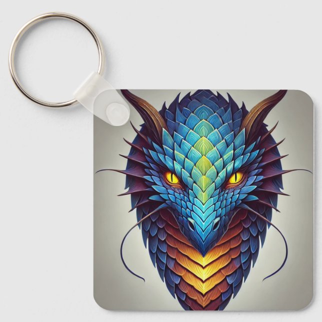 Blue Dragon Head  Key Ring (Front)