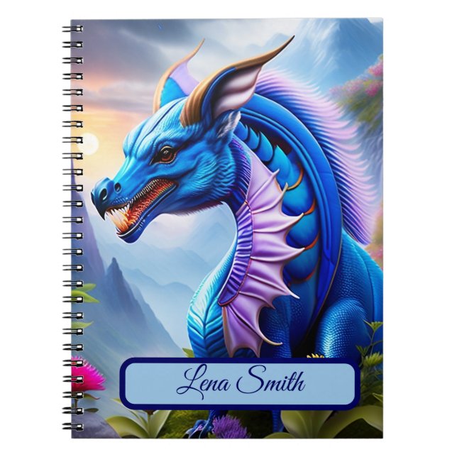 Blue Dragon, imaginative digital art Notebook (Front)