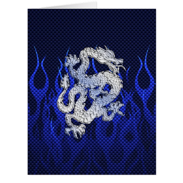 Blue Dragon in Chrome Carbon racing flames (Front)