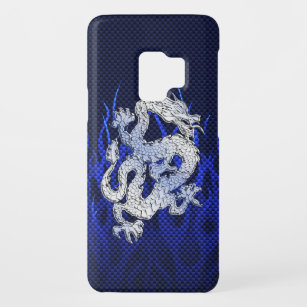 Blue Dragon in Chrome Carbon racing flames Case-Mate Samsung Galaxy S9 Case
