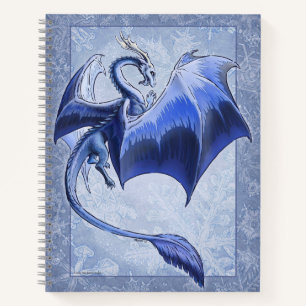 Blue "Dragon of Winter" Snowflakes Fantasy Art Notebook