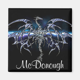 Blue Dragon on Lightning Sky Magnet