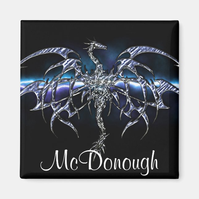 Blue Dragon on Lightning Sky Magnet (Front)