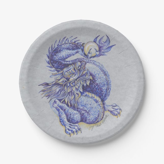 Blue Dragon Paper Plate (Front)