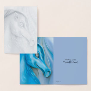 Blue Dragon Pastel Artwork Birthday Foil Card