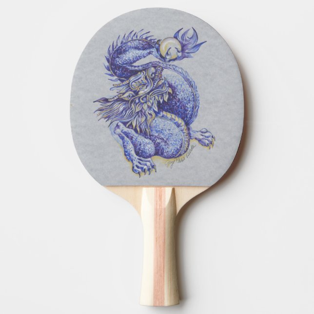 Blue Dragon Ping Pong Paddle (Front)