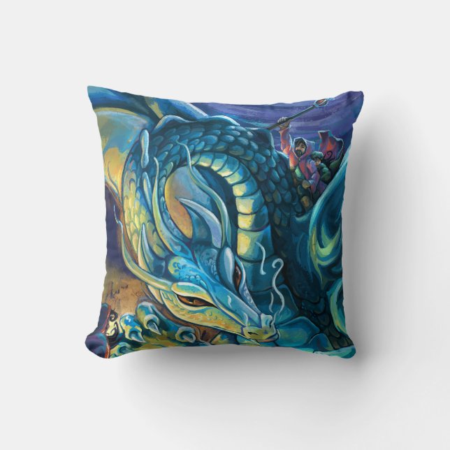 Blue Dragon Rider Cushion (Front)