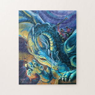Blue Dragon Rider Jigsaw Puzzle