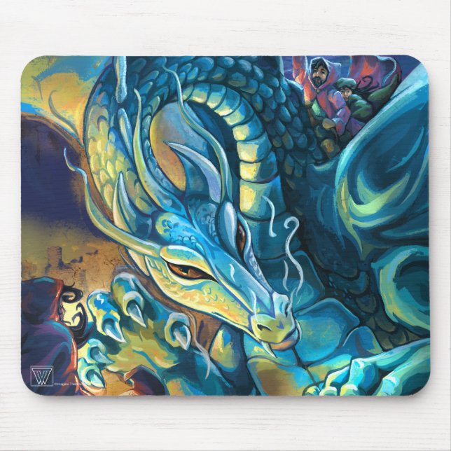 Blue Dragon Rider Mouse Pad (Front)