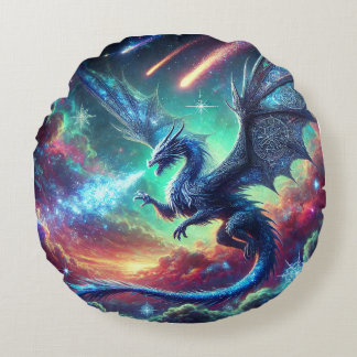Blue Dragon Round Cushion