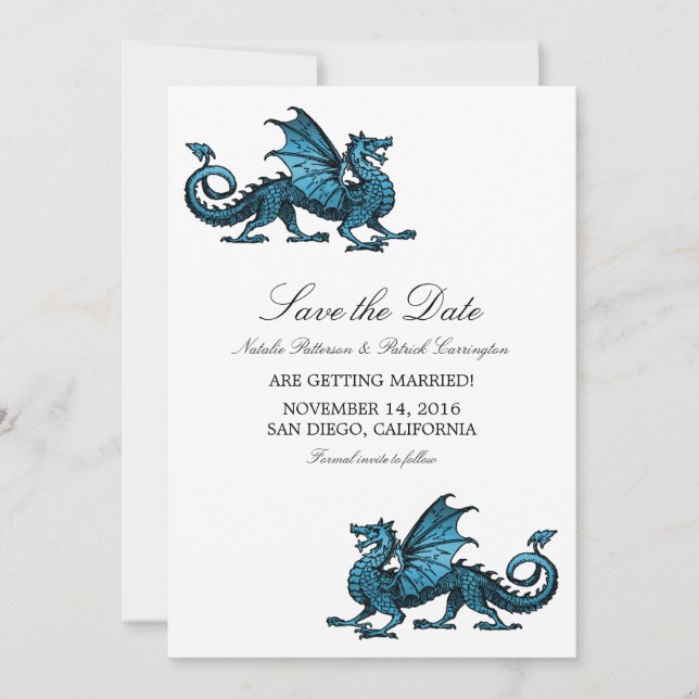 Blue Dragon Save the Date Invite (Front)