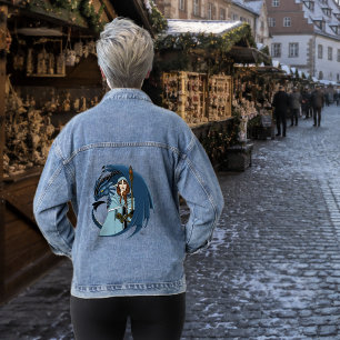 Blue Dragon Sorceress Snowflakes Denim Jacket
