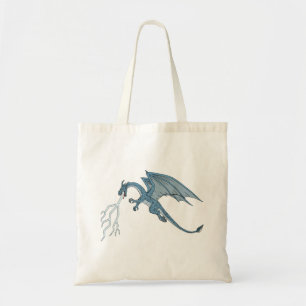 Blue Dragon Spitting Lightning  Tote Bag