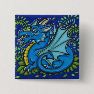 Blue Dragon Square 15 Cm Square Badge