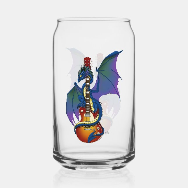 Blue Dragon Sunburst Guitar Music Can Glass (Front)