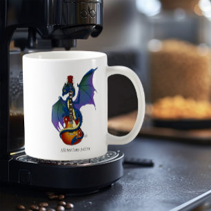 Blue Dragon Sunburst Guitar Music Coffee Mug