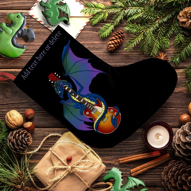 Blue Dragon Sunburst Guitar Music Large Christmas Stocking (Creator Uploaded)
