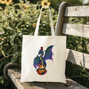 Blue Dragon Sunburst Guitar Music Tote Bag