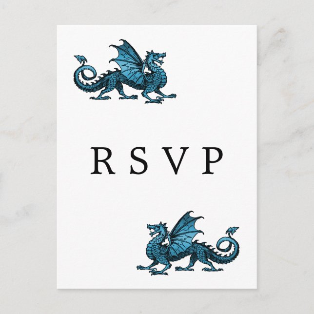 Blue Dragon Wedding RSVP Postcard (Front)