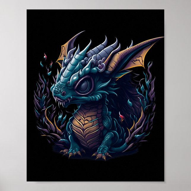 blue-dragon-with-purple-head-purple-head poster (Front)