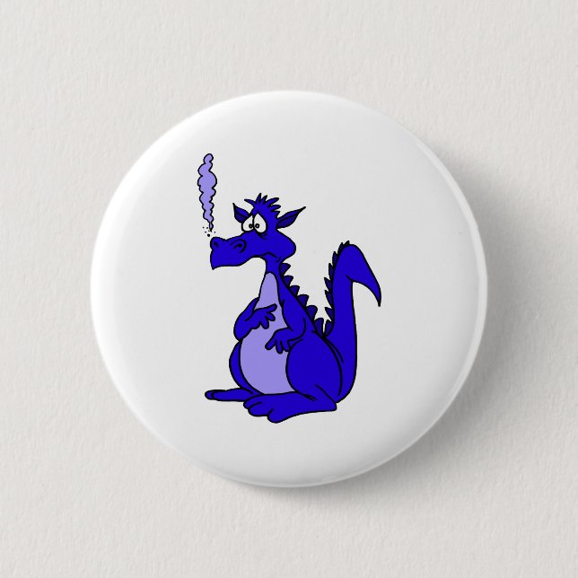 Blue Dragon with smoke 6 Cm Round Badge (Front)