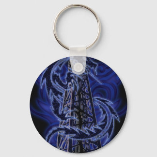 Blue dragon wrapping around derrick key ring