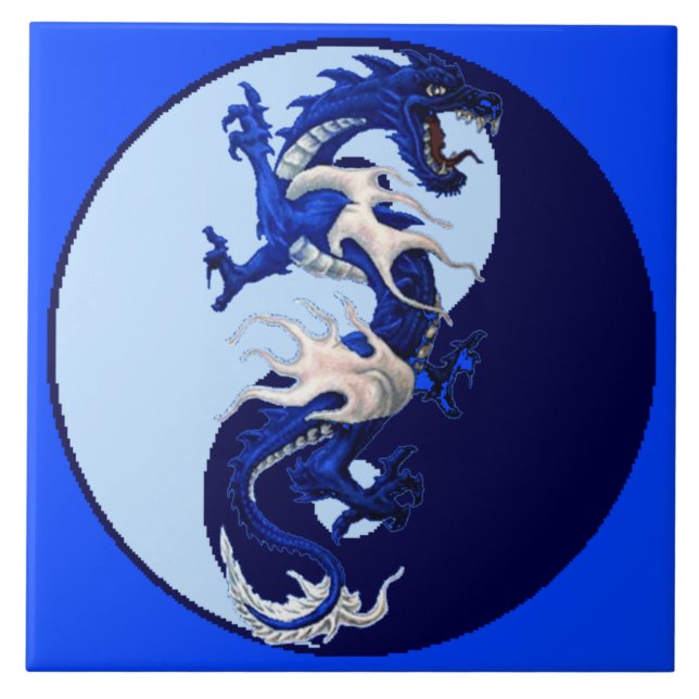 Blue Dragon Yin Yang tile (Front)