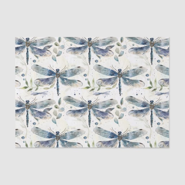 Blue Dragonflies Bridal Shower Tissue Paper (Front)