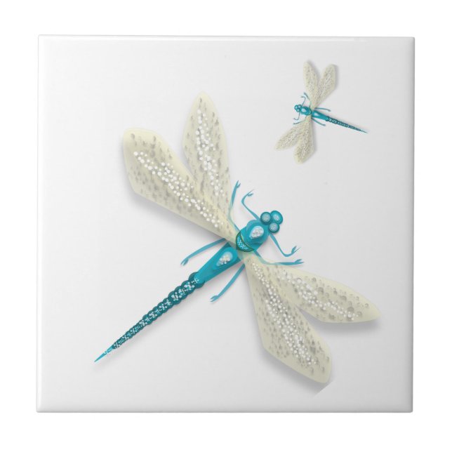 Blue Dragonflies  Ceramic Tile (Front)