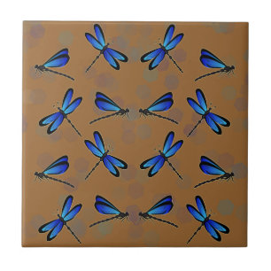 blue dragonflies ceramic tile