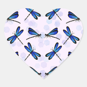 blue dragonflies heart sticker