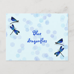 blue dragonflies postcard