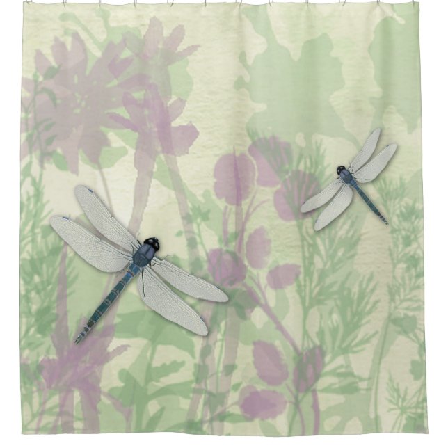 Blue Dragonflies Shower Curtain (Front)