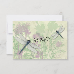 Blue Dragonflies Wedding Reception RSVP Card