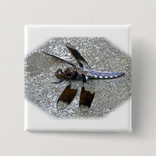 Blue Dragonfly 15 Cm Square Badge