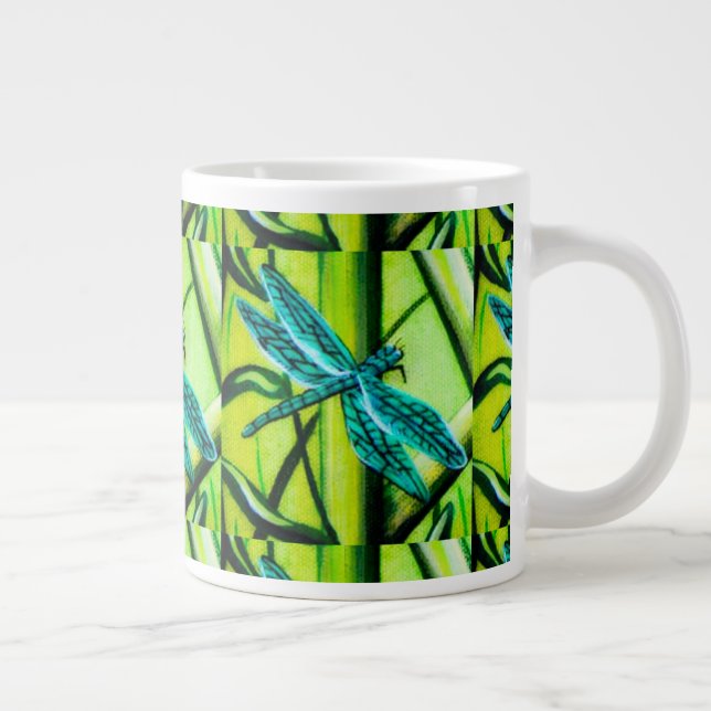 Blue Dragonfly Abstract Coffee Cup (Right)