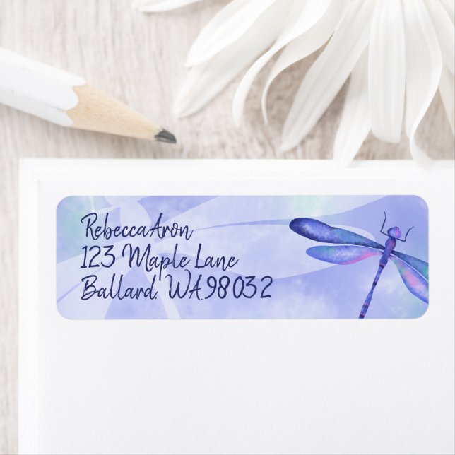Blue Dragonfly Address Mailing Label Return Address Label (Insitu)