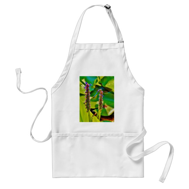 Blue Dragonfly and flowers Standard Apron (Front)