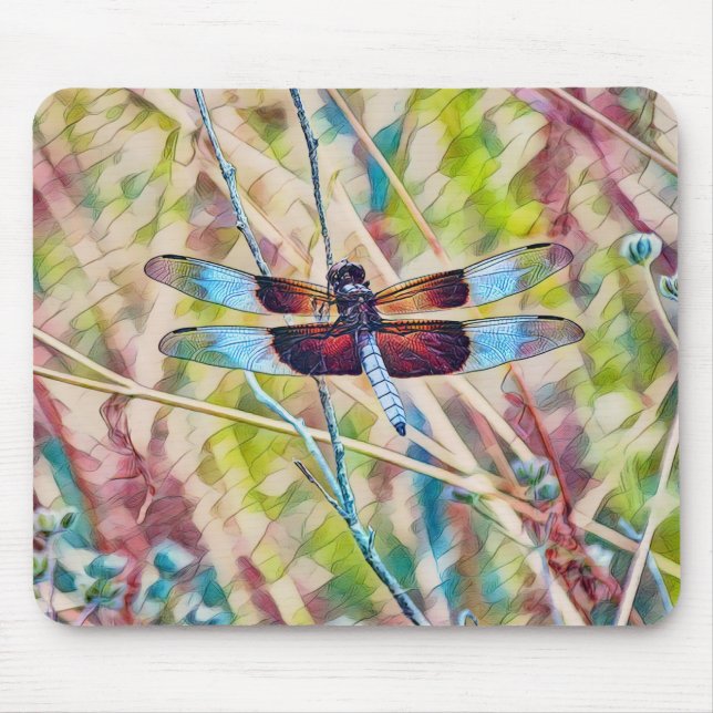 Blue Dragonfly Colourful Art Mouse Pad (Front)