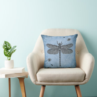 Blue dragonfly design cushion