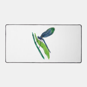 blue dragonfly desk mat