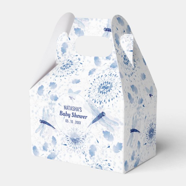 Blue Dragonfly Floral Favour Box (Front Side)